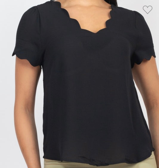 Scalloped Edge Black Top