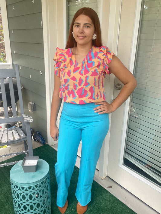 Orange print top